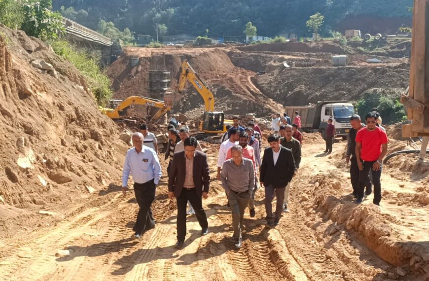 AITC MLA George B Lyngdoh along with NHAI & PWD officials inspected Dwarksuid Bridge