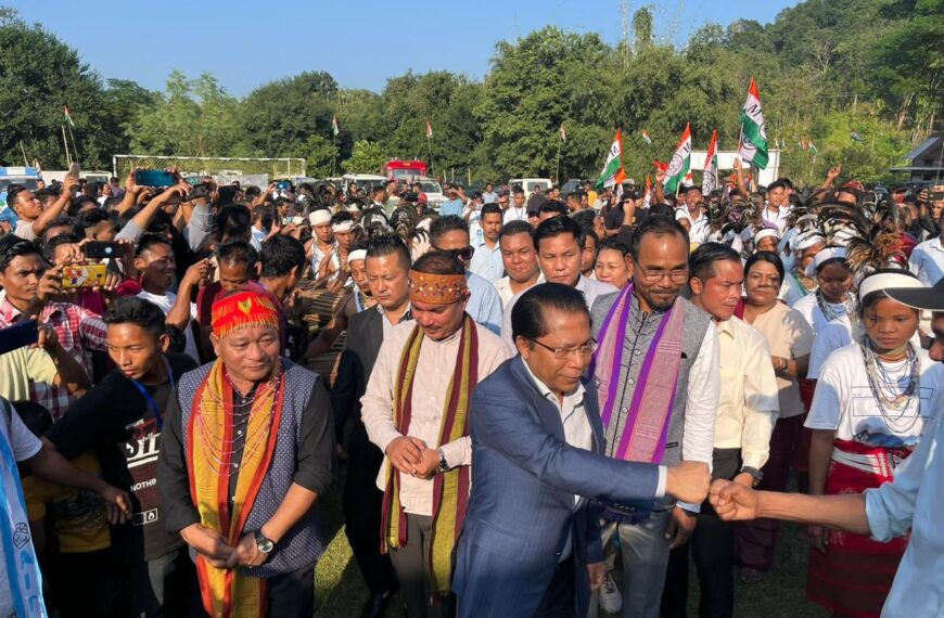 Dr. Mukul Sangma addresses AITC meeting at Salmanpara in South West Garo Hills