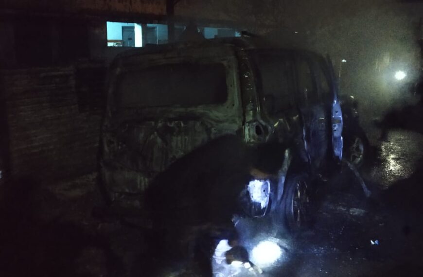 Miscreants burnt down a Scorpio vehicle in Shillong