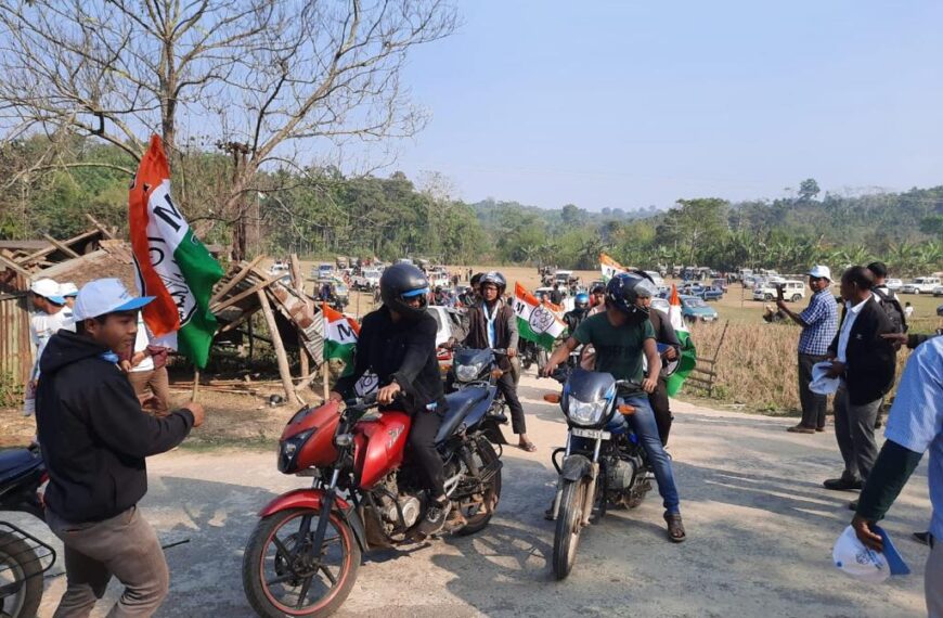 Meghalaya TMC holds bike rally in Salmanpara