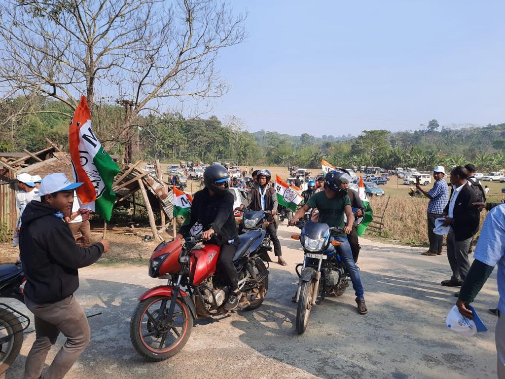 Meghalaya TMC holds bike rally in Salmanpara