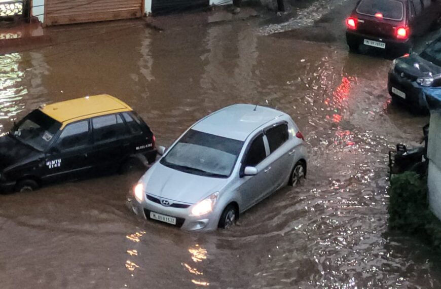 Low lying areas submerge under water in Shillong following heavy rain