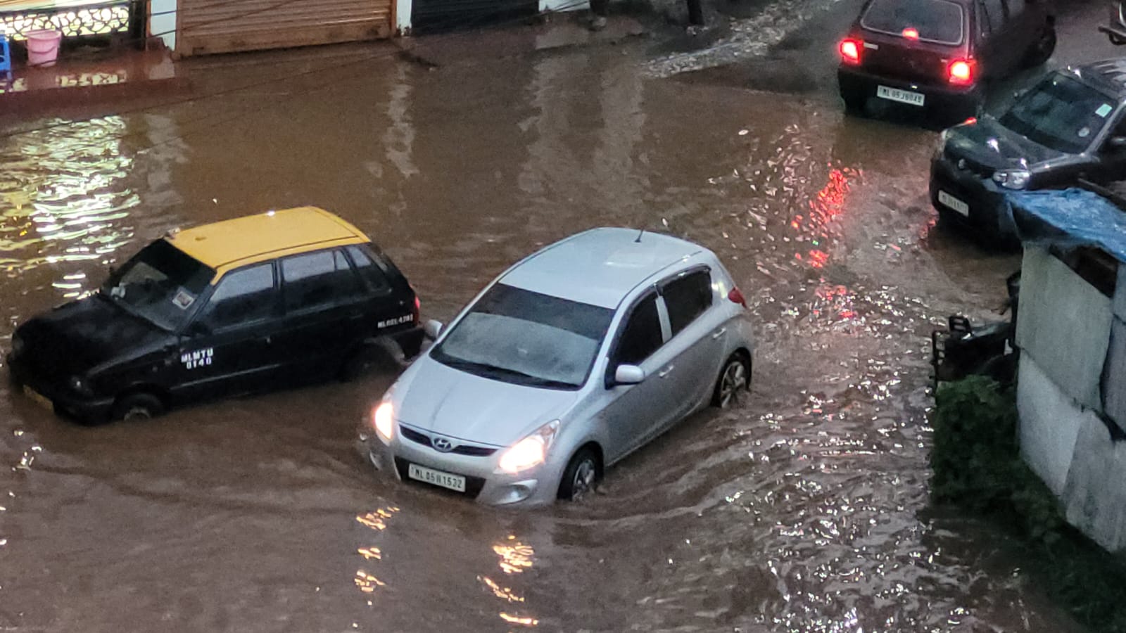 Low lying areas submerge under water in Shillong following heavy rain