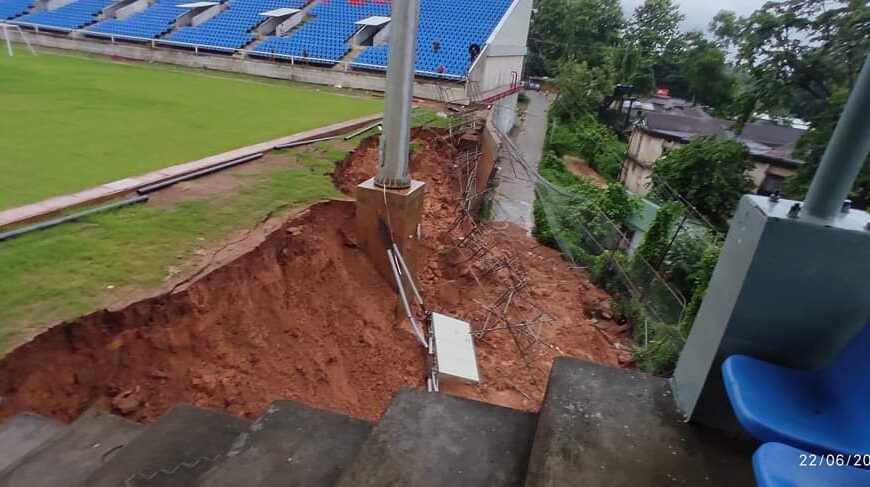 Retaining Wall of PA Sangma Stadium collapse