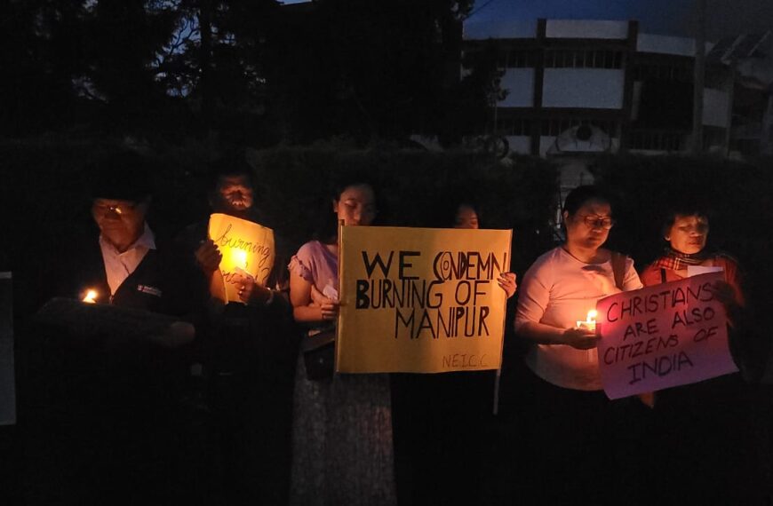 Candlelight vigil organised in Shillong to pray for peace in Manipur