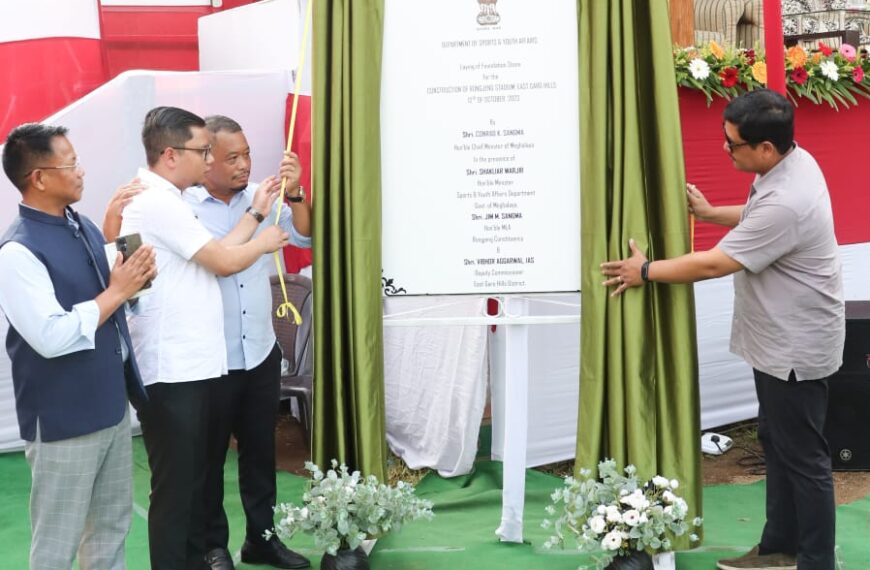 CM lays foundation for Rongjeng Football Stadium; assures to upgrade sports infrastructure in Meghalaya