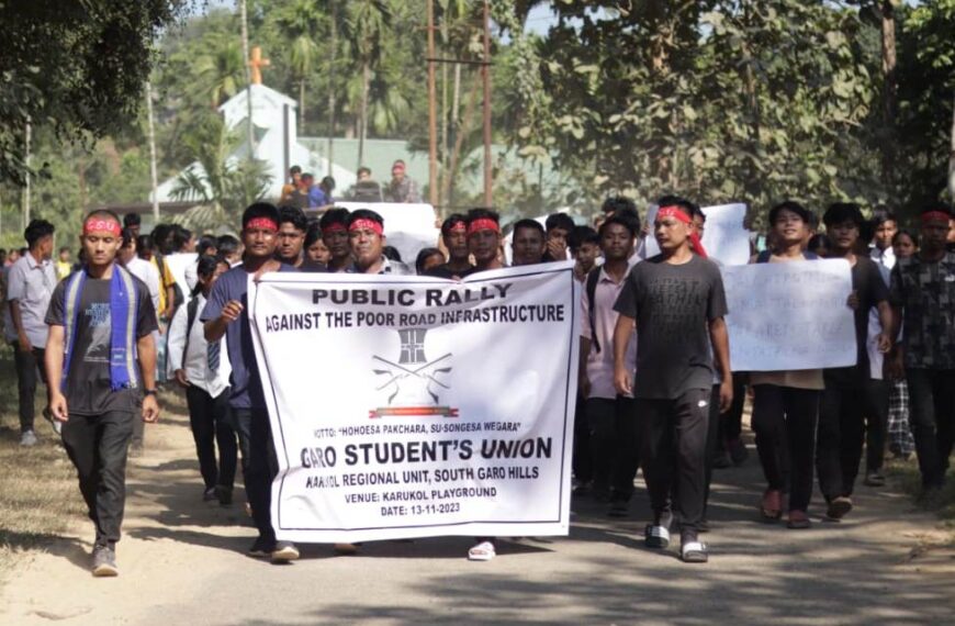 GSU holds public rally at Karkukol area of Siju against poor road infrustructure