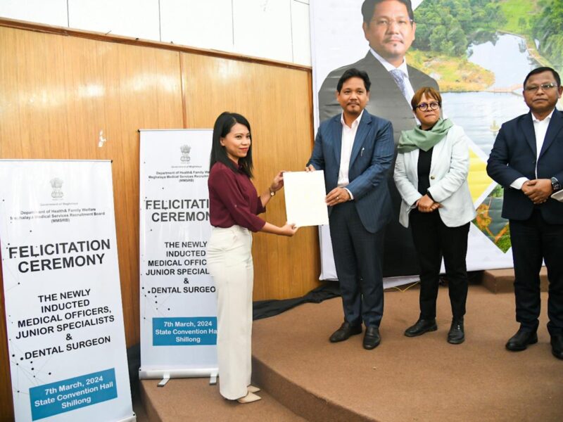 Meghalaya CM handed over appointment letters to 425 newly inducted junior specialists, medical officers and dental surgeons