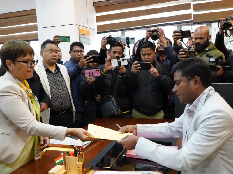 NPP candidate from Shillong seat Ampareen Lyngdoh files nomination for Lok Sabha polls