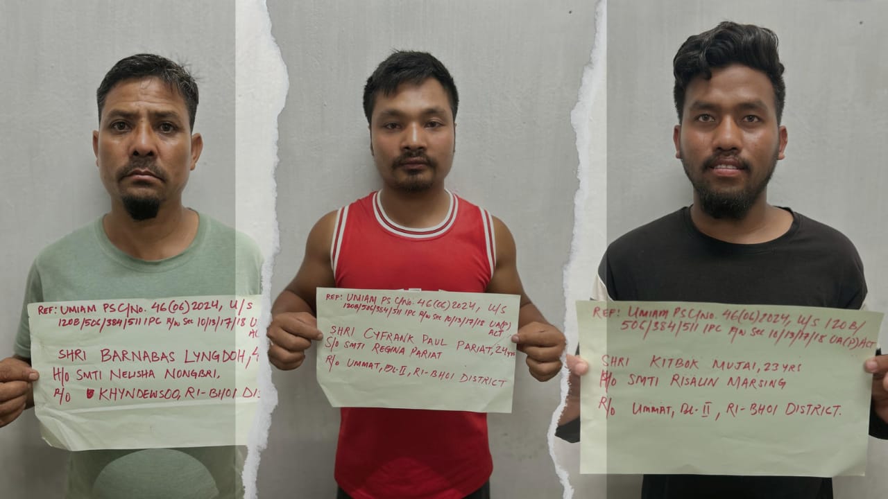 Ri Bhoi police busts HNLC sleeper cell; 3 arrested sent to 10 days police custody