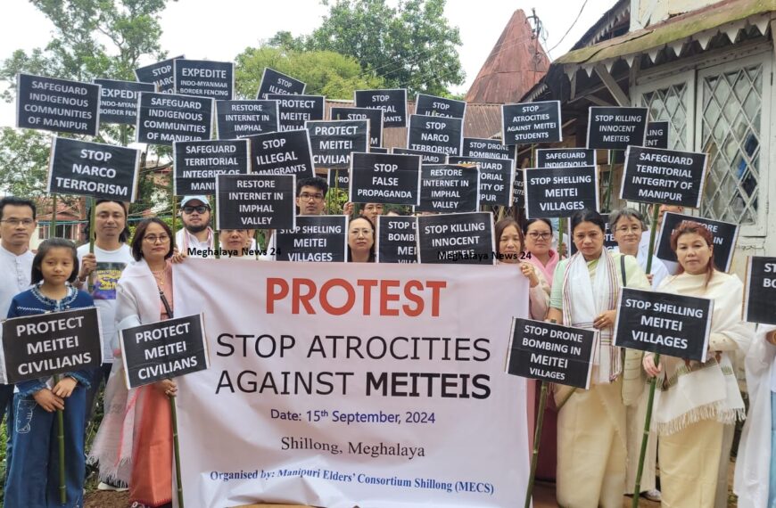 Meitei Community in Shillong Protests Against Drone Attacks in Manipur