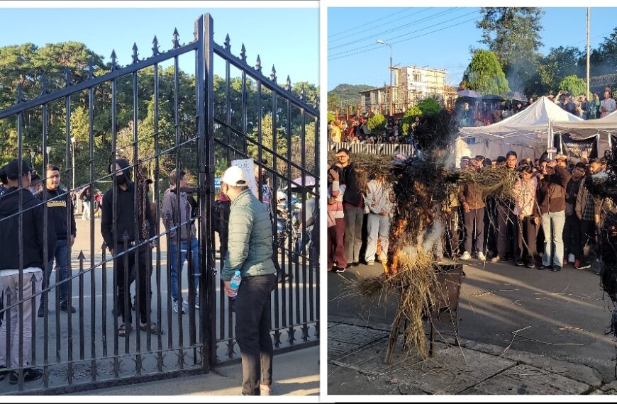 Tensions Rise at NEHU as Students Block Gates and Burn Effigies, Demands Resignation of VC and Key Officials