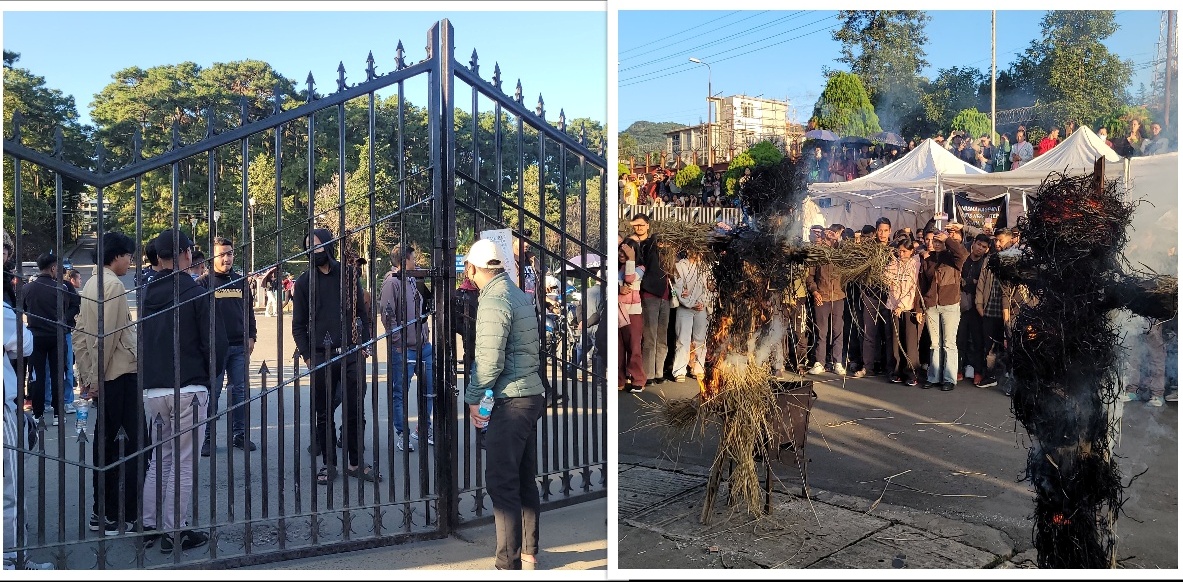 Tensions Rise at NEHU as Students Block Gates and Burn Effigies, Demands Resignation of VC and Key Officials