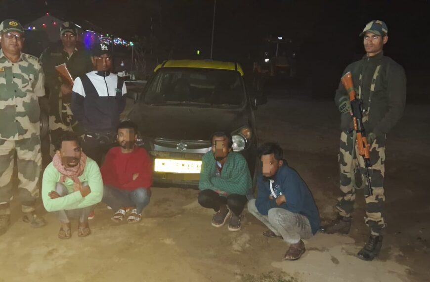 BSF Thwarts Illegal Border Crossing, Nabs Five in Meghalaya